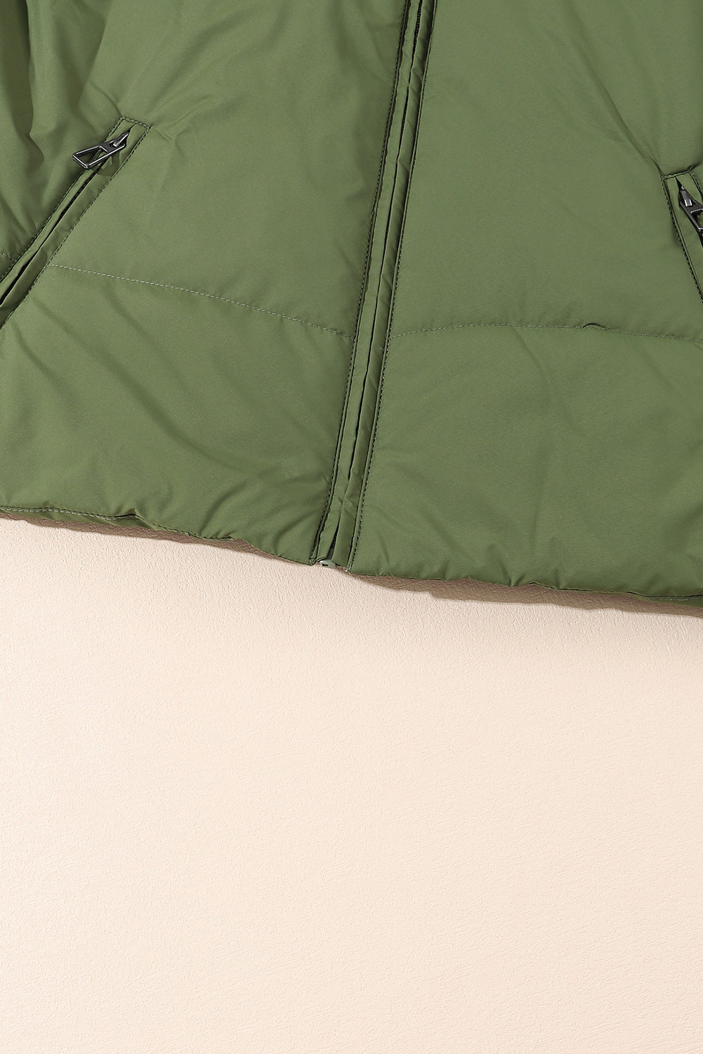 Brown, Black and Green Pocketed Puffer Coat