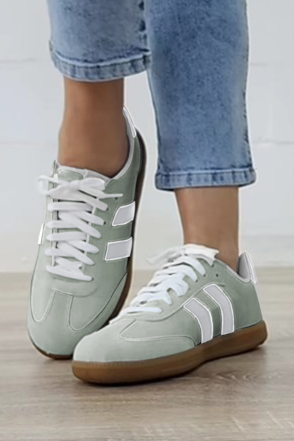 Striped White and Blue Sneakers
