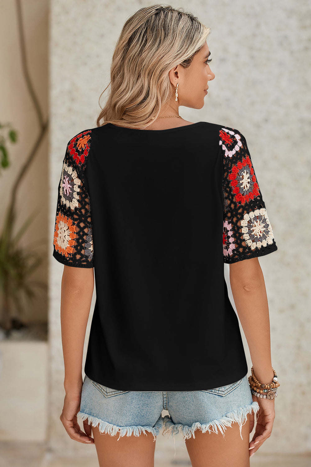 Gehäkeltes Kurzarm-T-Shirt in verschiedenen Farben