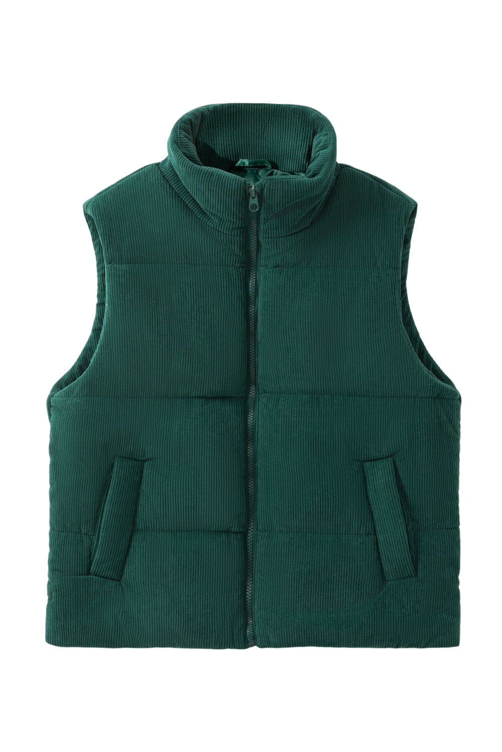 Black, Brown or Jungle Green Rib Puffer Vest