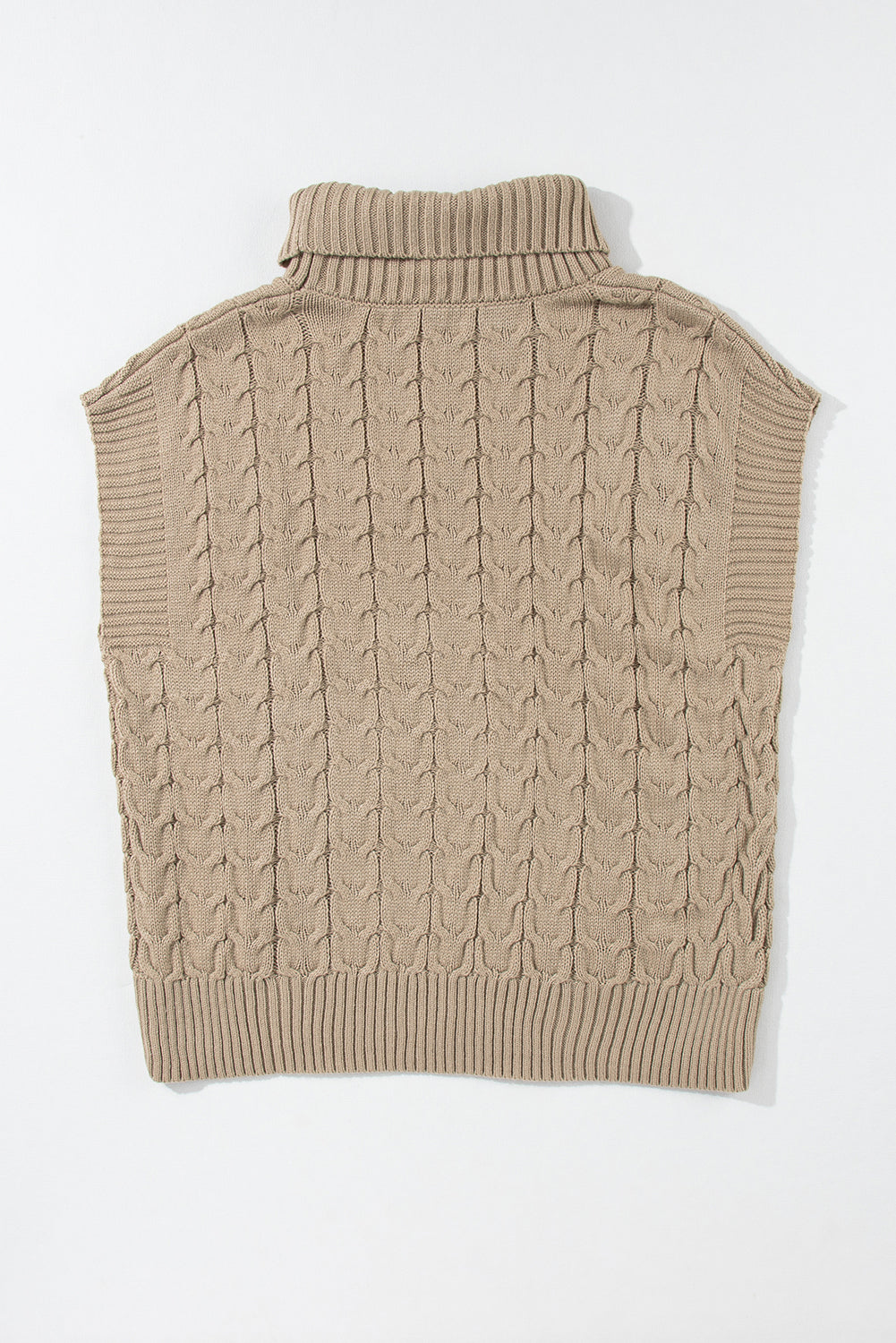Hellbeige/grauer Rollkragen-Strickpullover