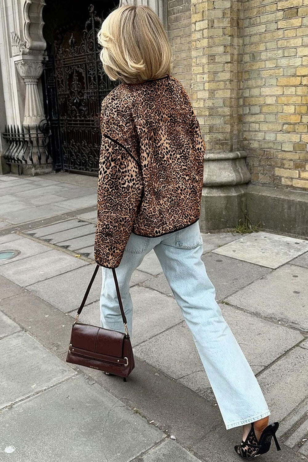 Brown Vintage Leopard Print Coat