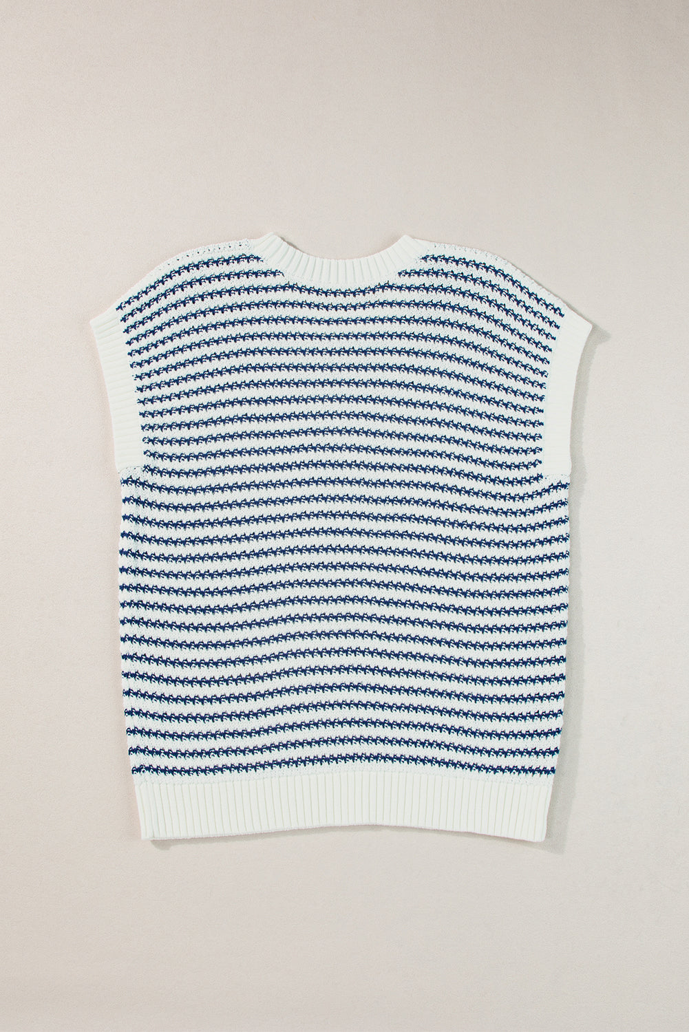 Blau/rot/schwarz gestreiftes Dolman-Oberteil aus Strick