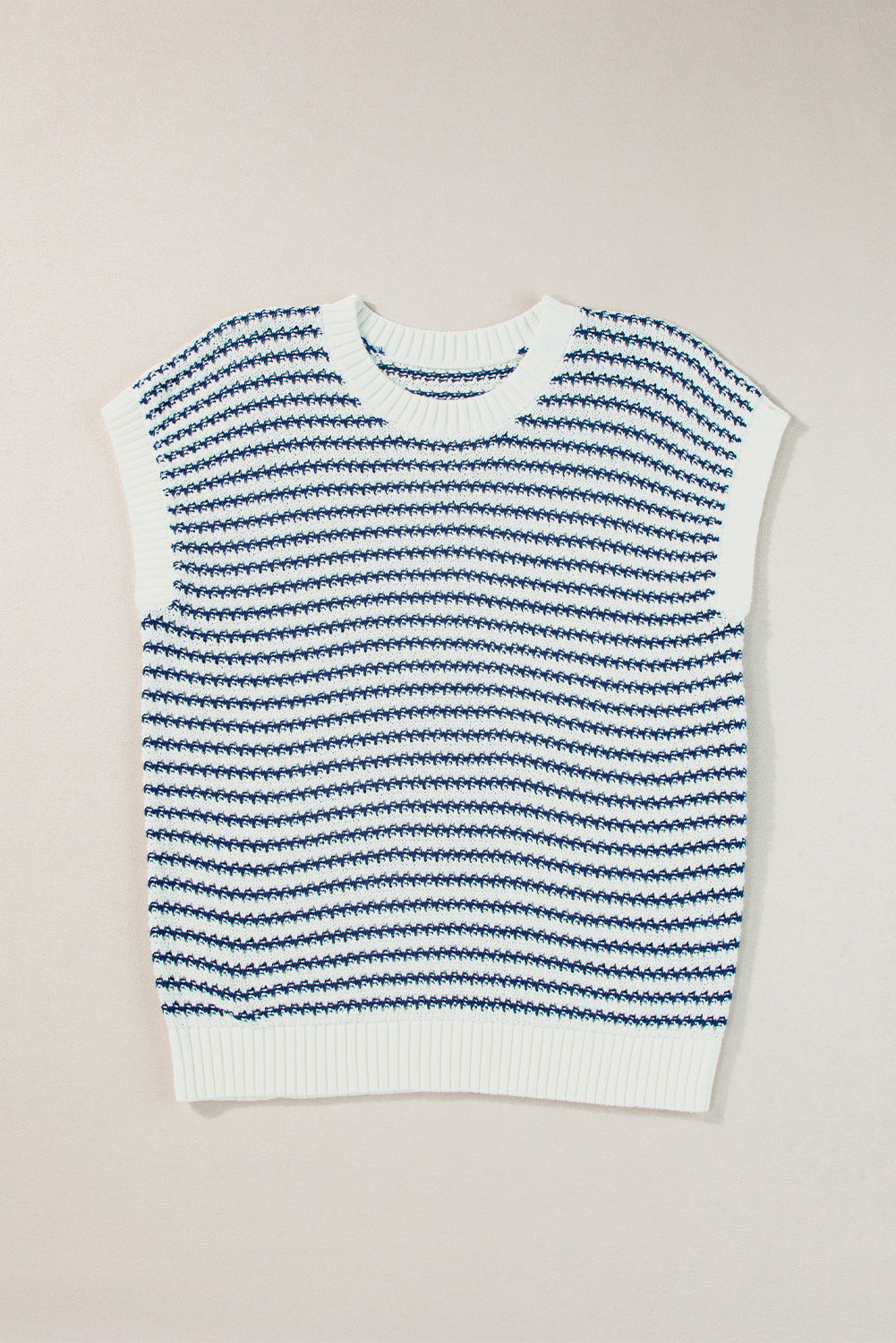 Blau/rot/schwarz gestreiftes Dolman-Oberteil aus Strick