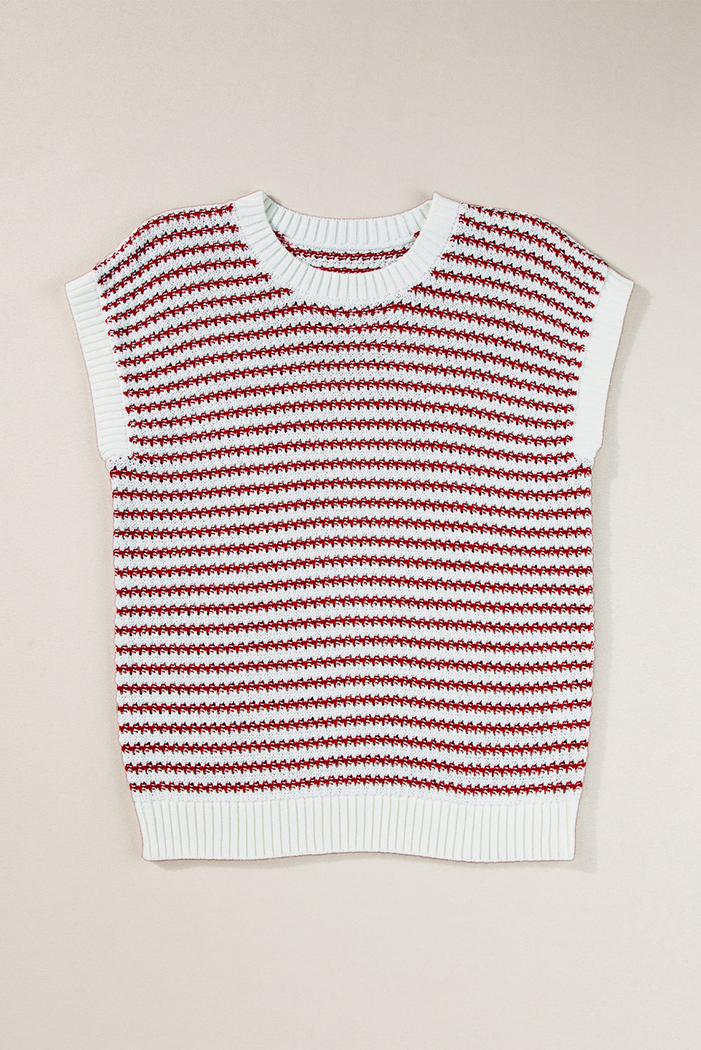 Blau/rot/schwarz gestreiftes Dolman-Oberteil aus Strick