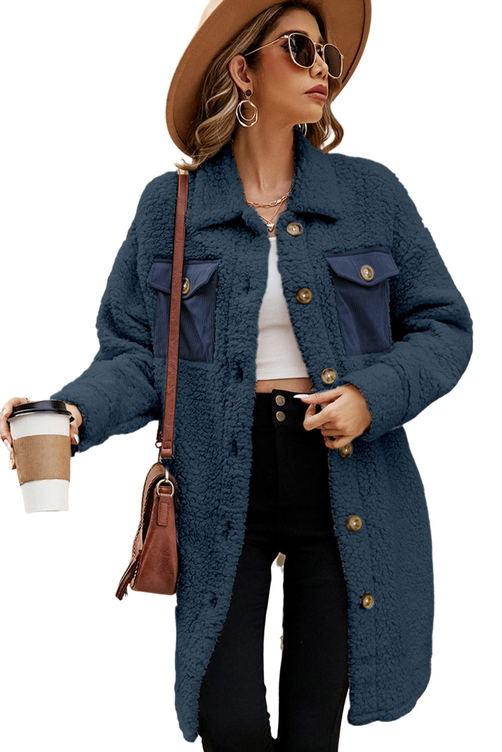 Blue, Beige, Red or Khaki Teddy Coat