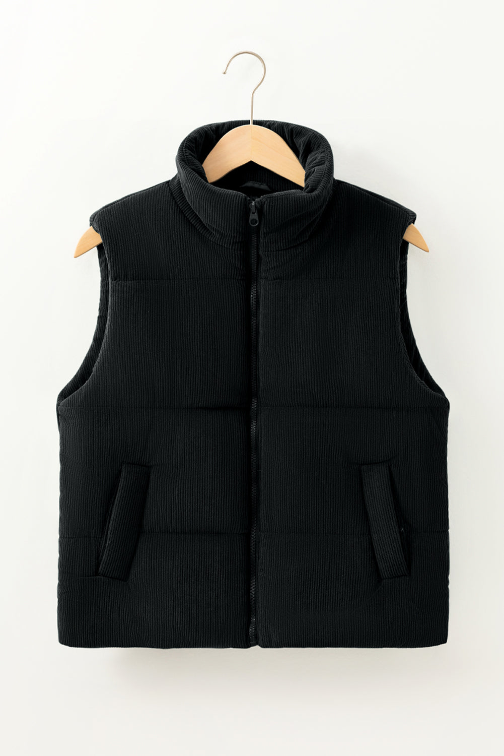 Black, Brown or Jungle Green Rib Puffer Vest