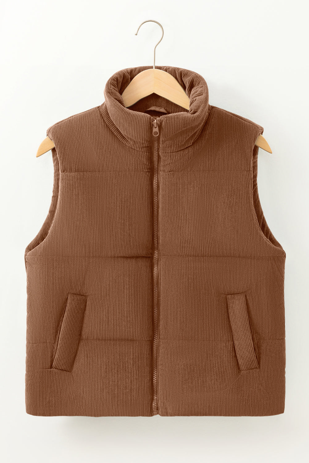 Black, Brown or Jungle Green Rib Puffer Vest