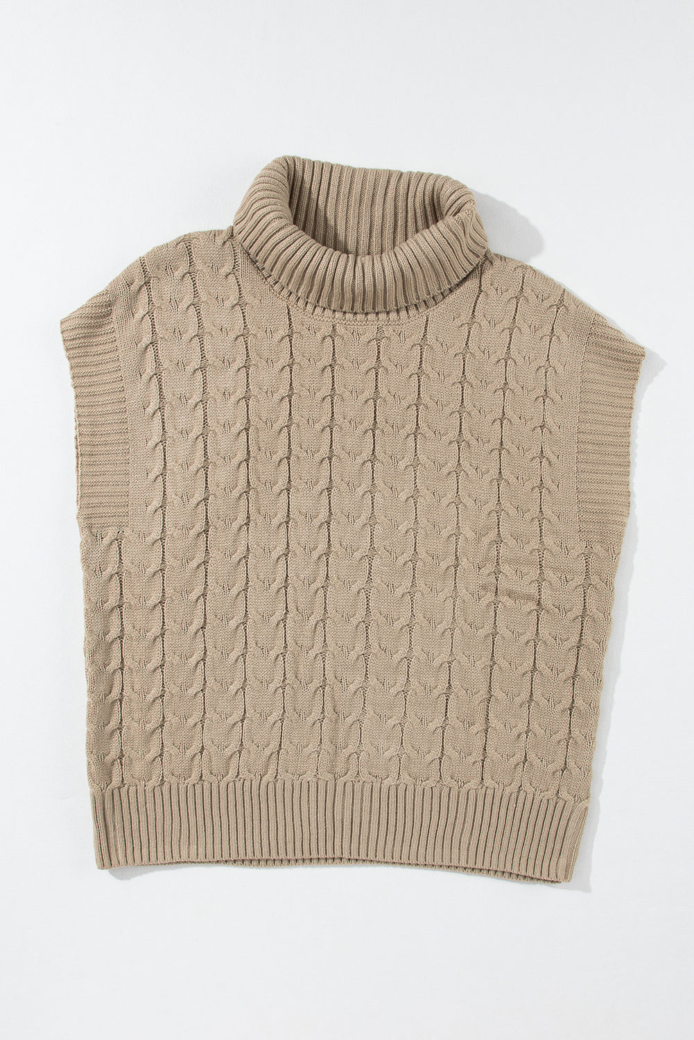 Light Beige/Grey Turtleneck Knit Sweater