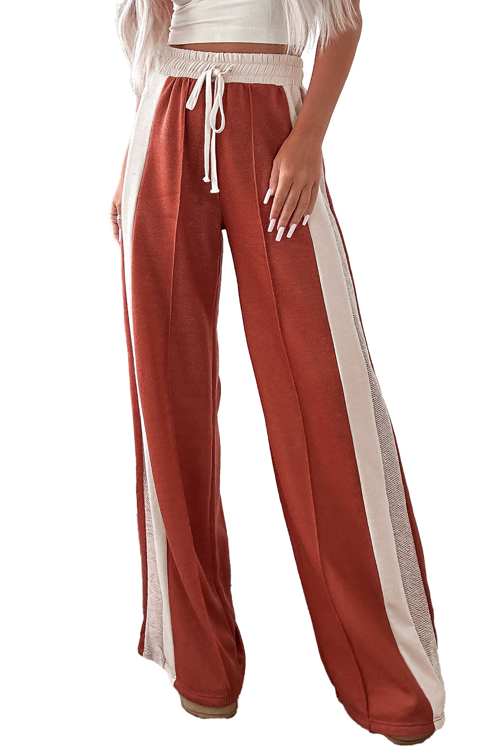 Flamingo Red High Waist Wide Leg Pants