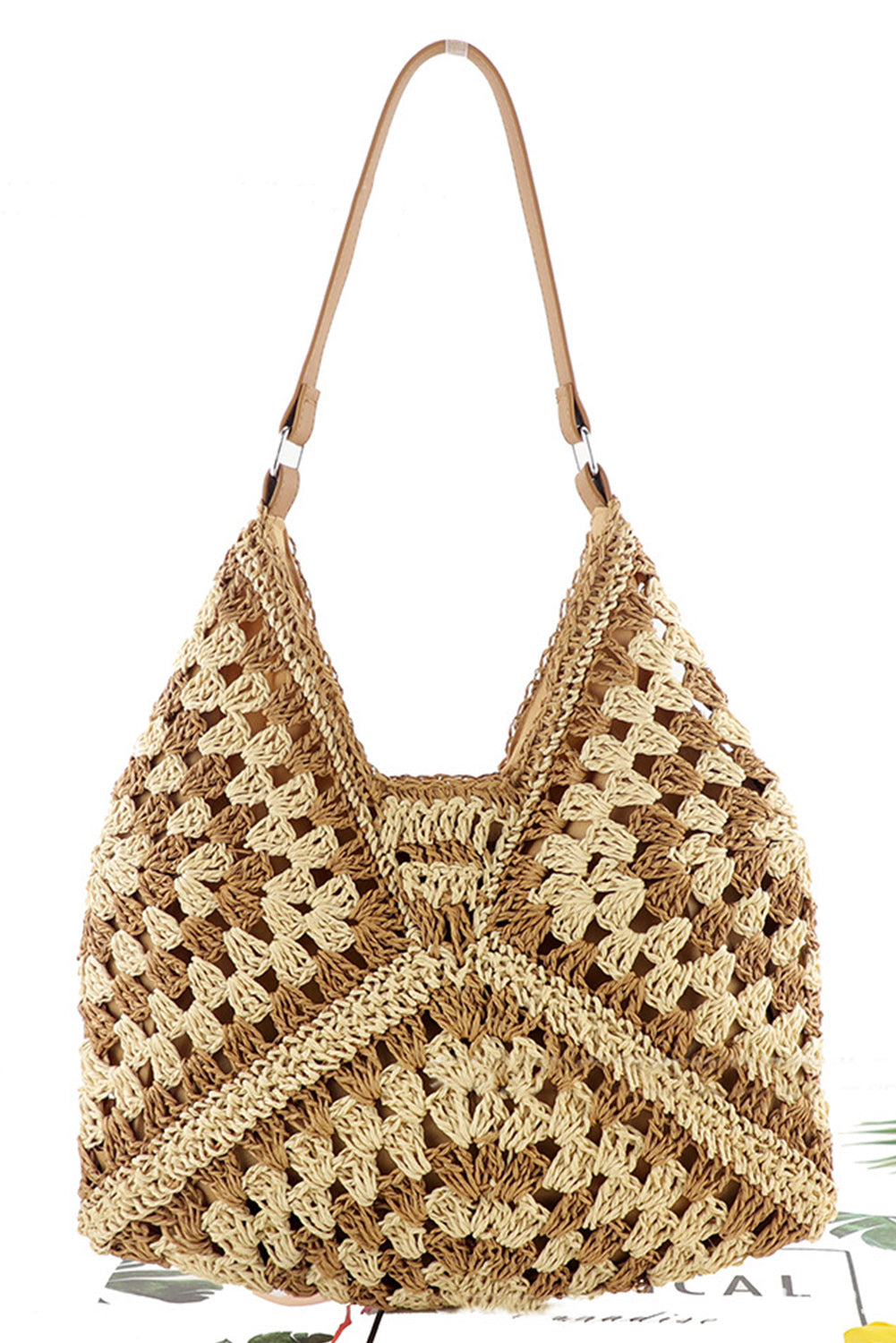 Khaki Woven Shoulder Bag