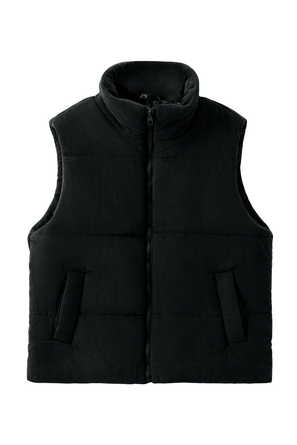 Black, Brown or Jungle Green Rib Puffer Vest