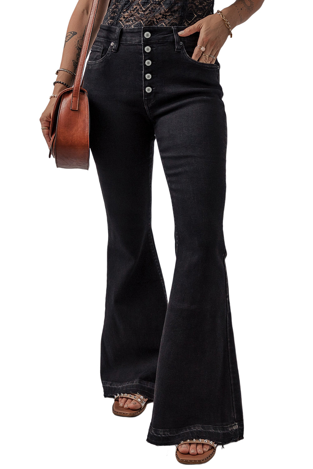 Black High Waist Flare Jeans