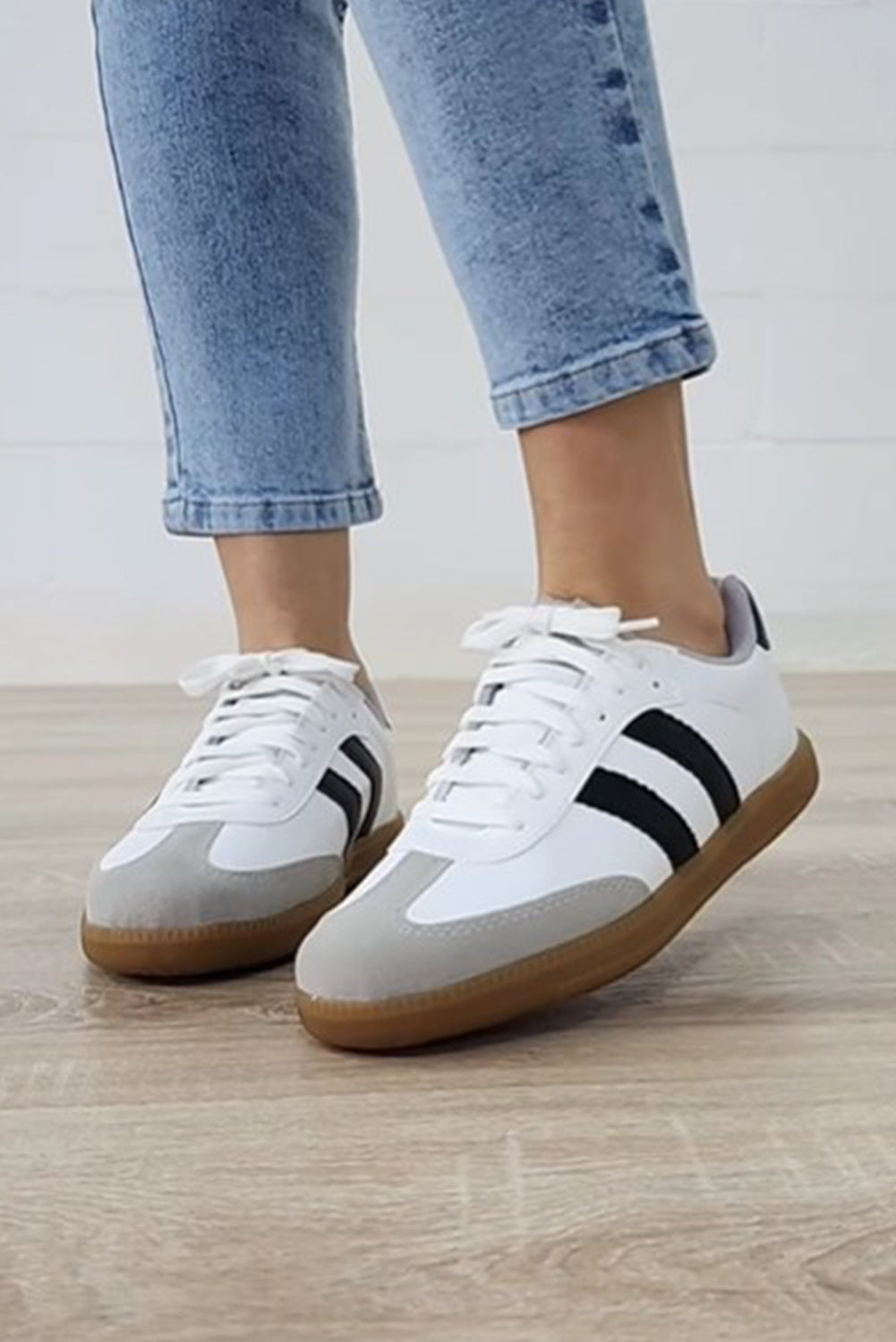 Striped White and Blue Sneakers