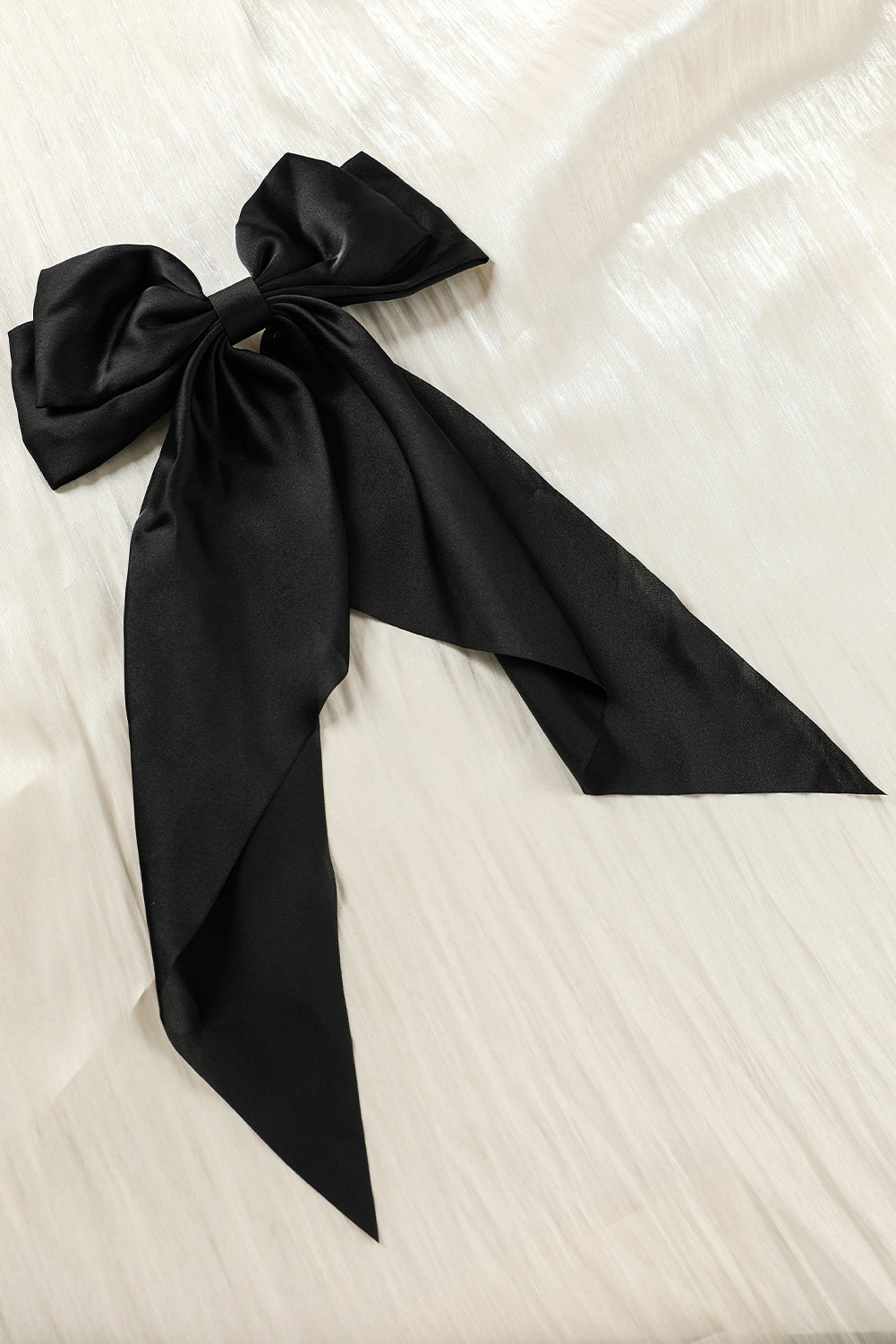 White/Black Elegant Oversized Ribbon Bowknot Satin Hair Clip