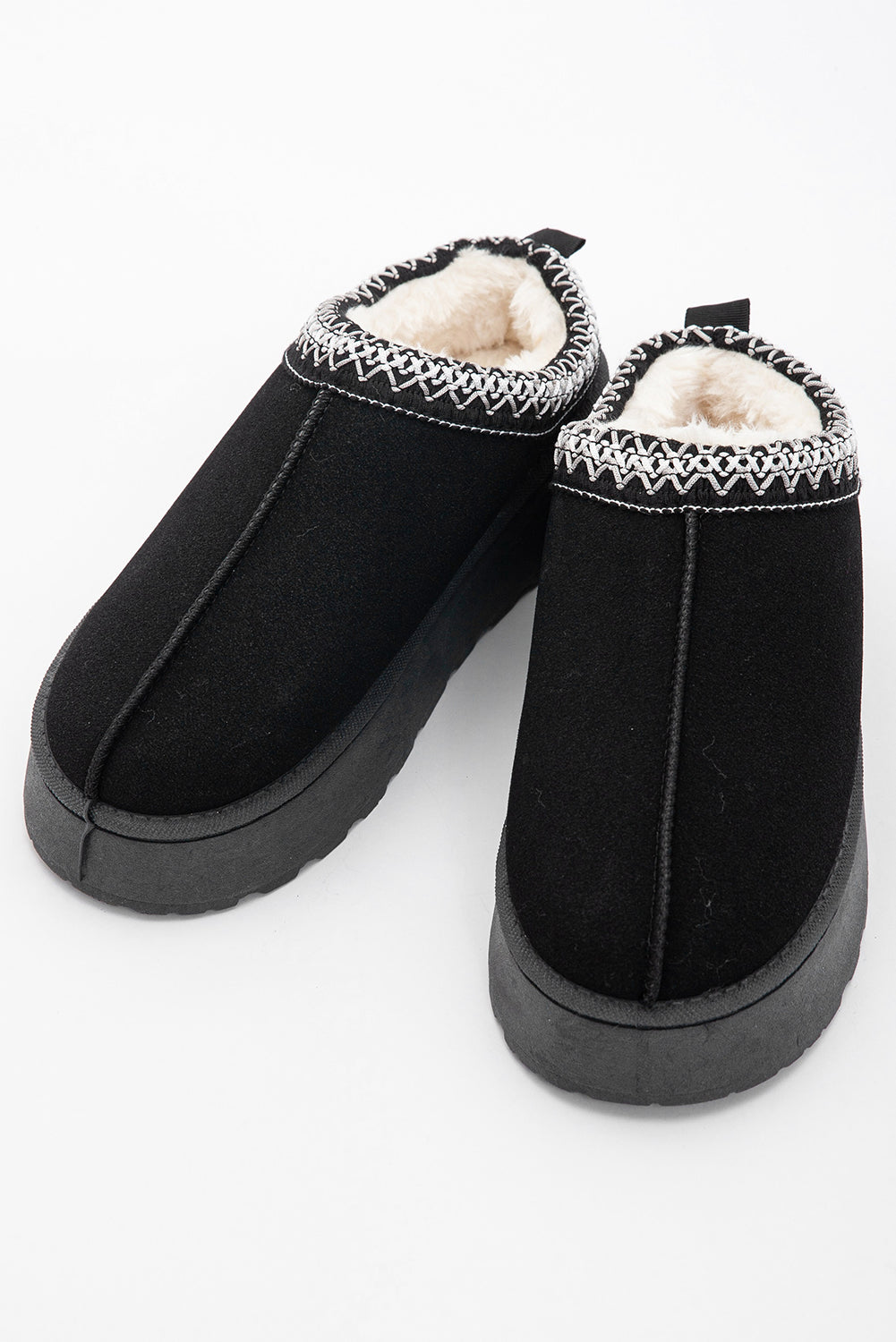 Suede Print Round Toe Slippers