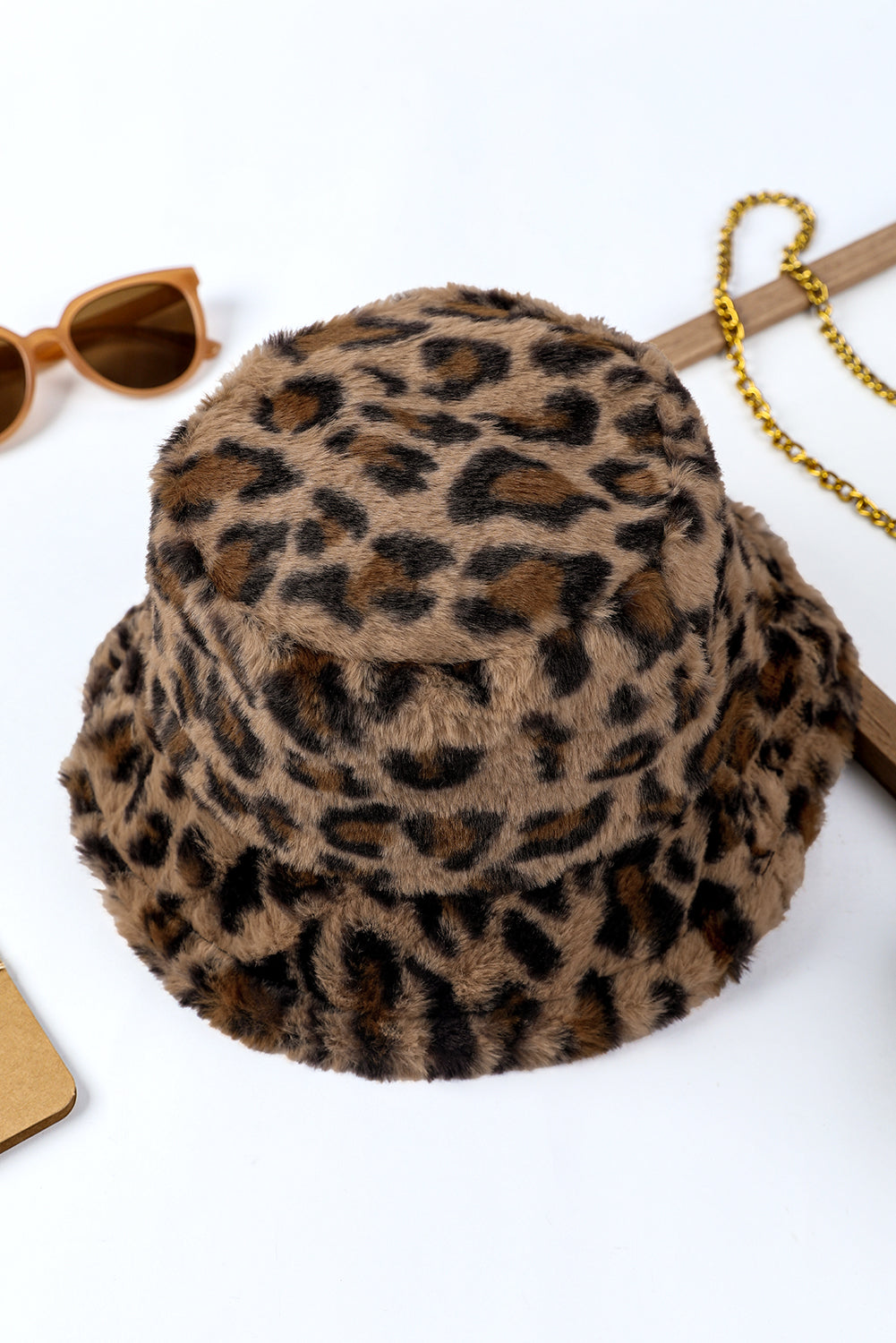 Leopard Plush Fisherman Hat