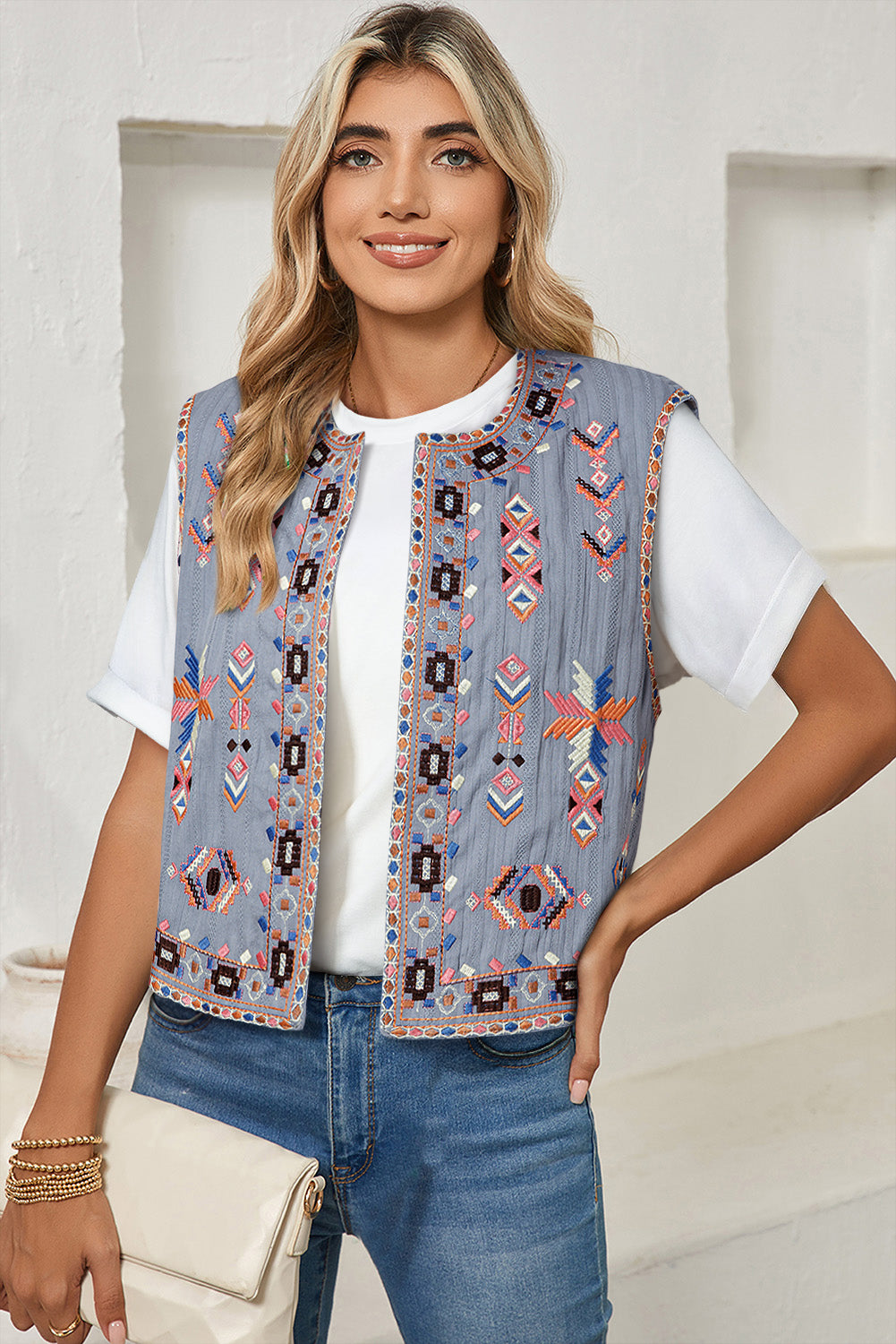 Sky Blue Geometric Gilet