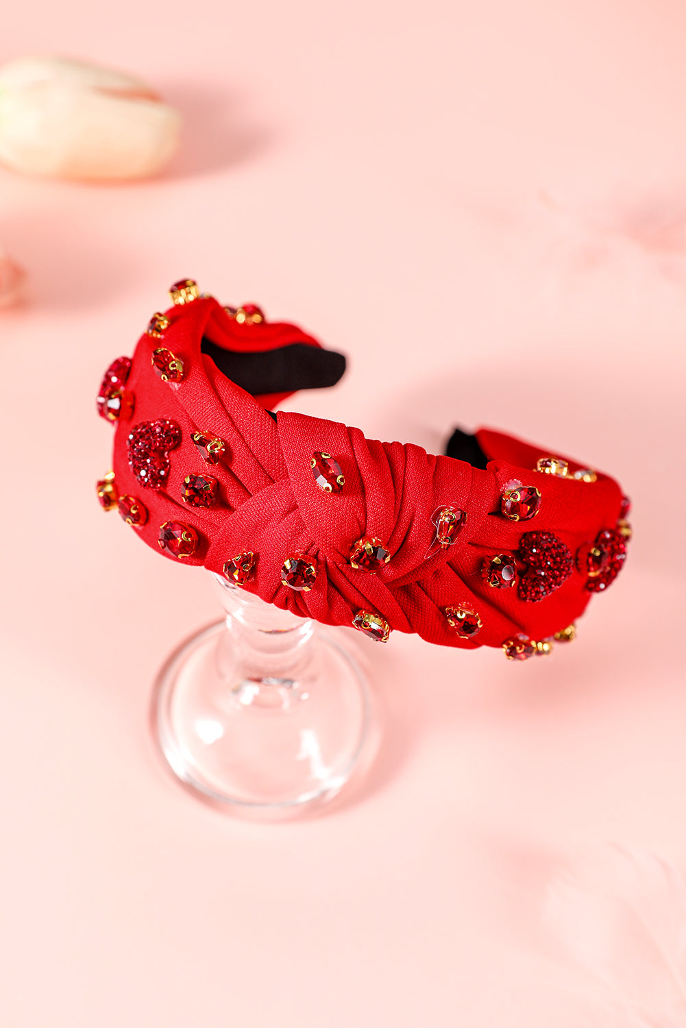 Fiery Red Heart Shape Crystal Headband