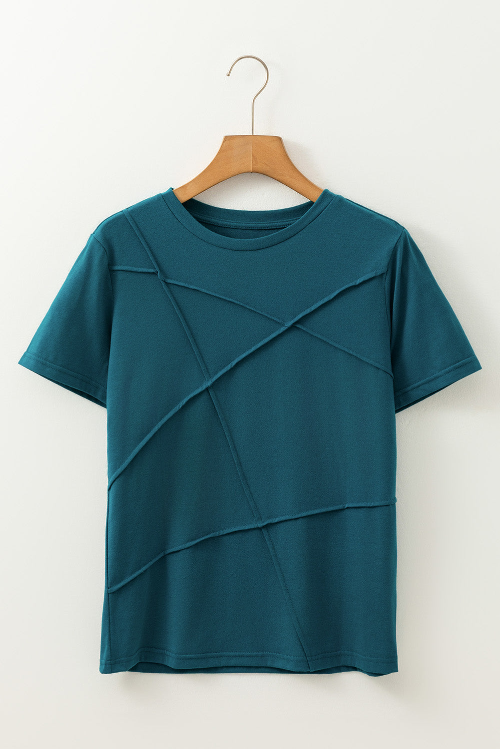 Blue Sapphire Solid Color Round Neck T Shirt