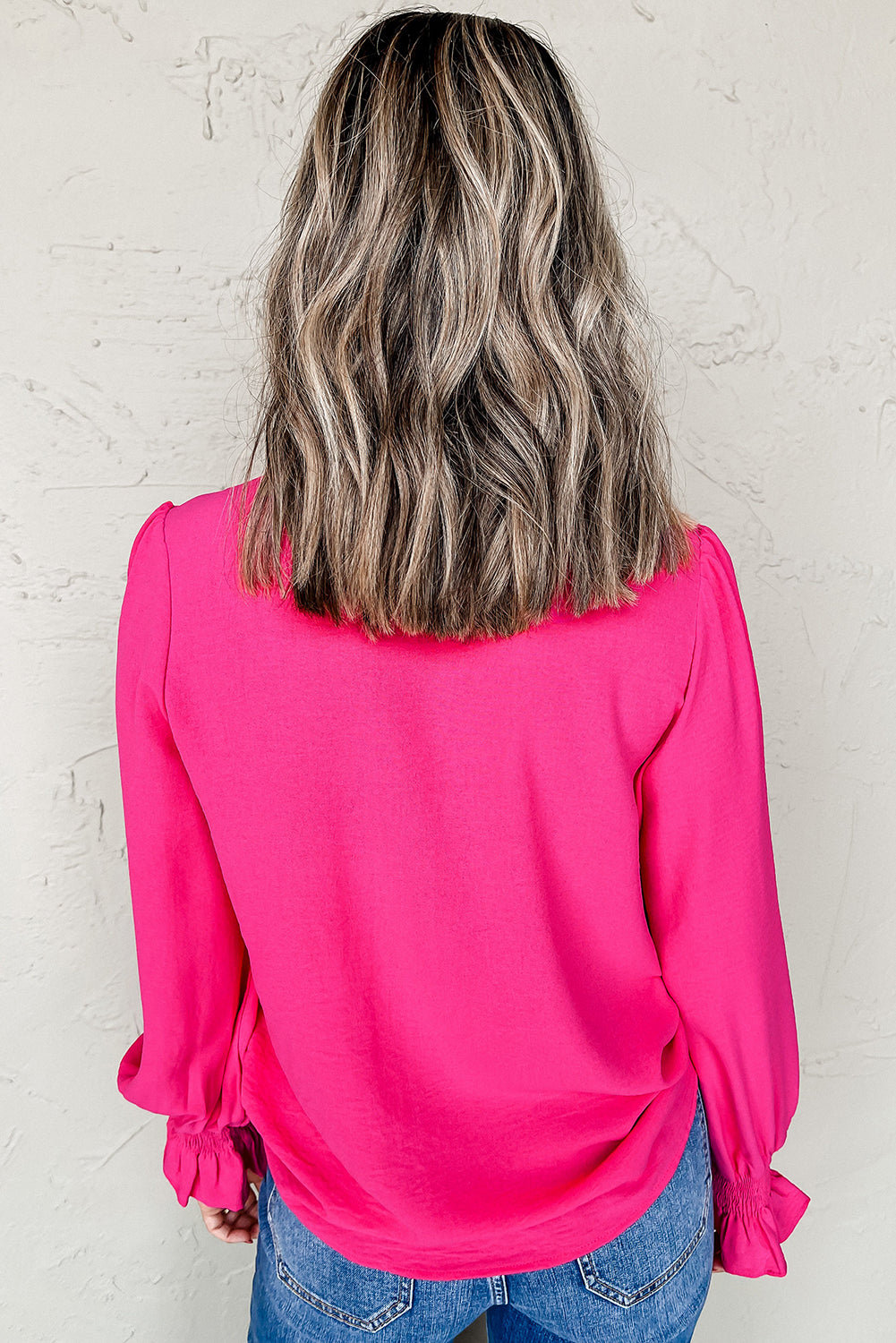 Brown / Pink V Neck Blouse