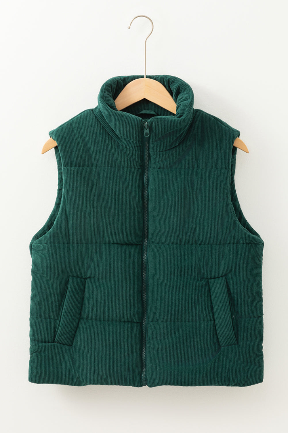 Black, Brown or Jungle Green Rib Puffer Vest