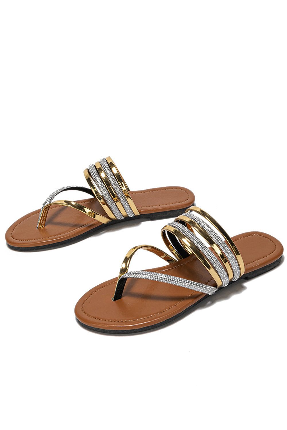 Gold Shiny Flip Flops