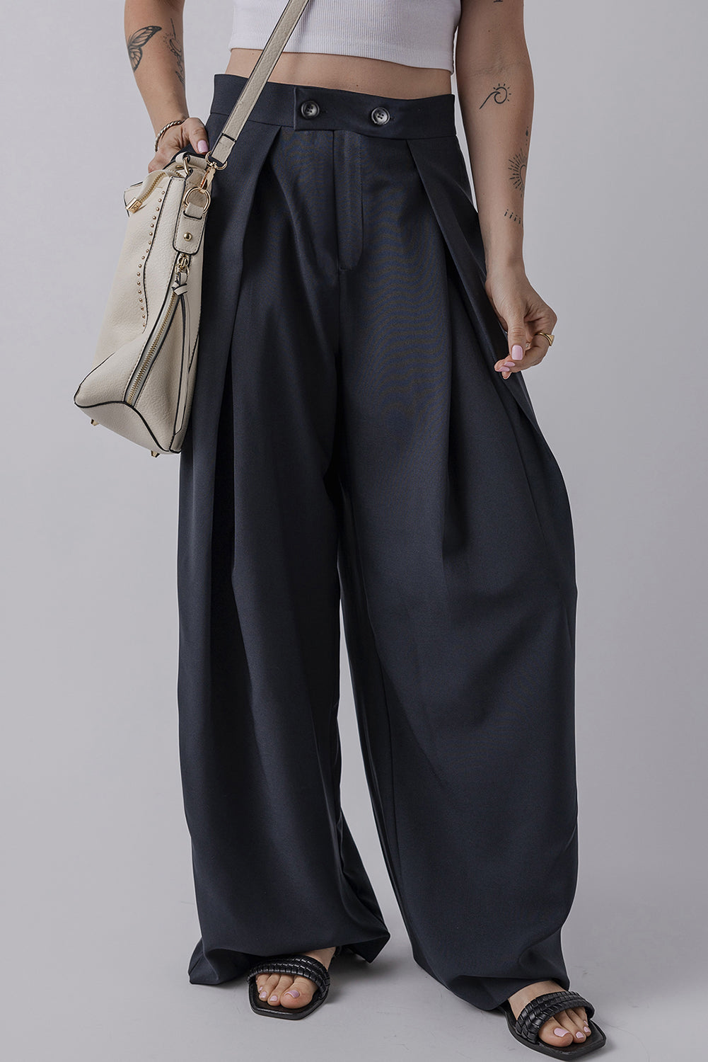 Blue High Waist Wide Leg Pants