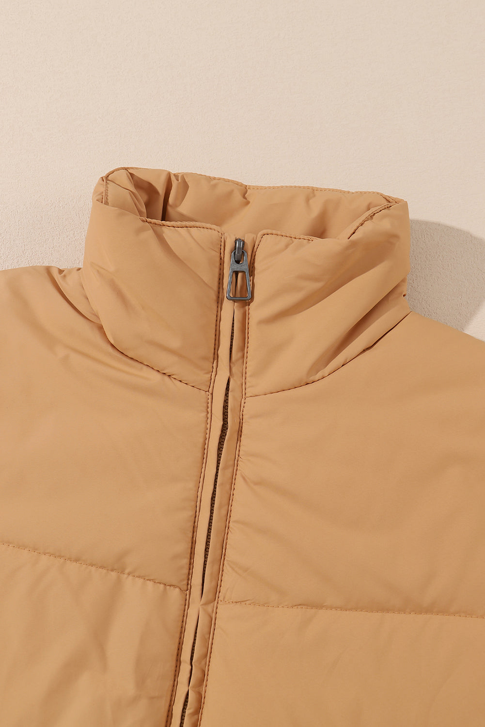 Brown, Black and Green Pocketed Puffer Coat