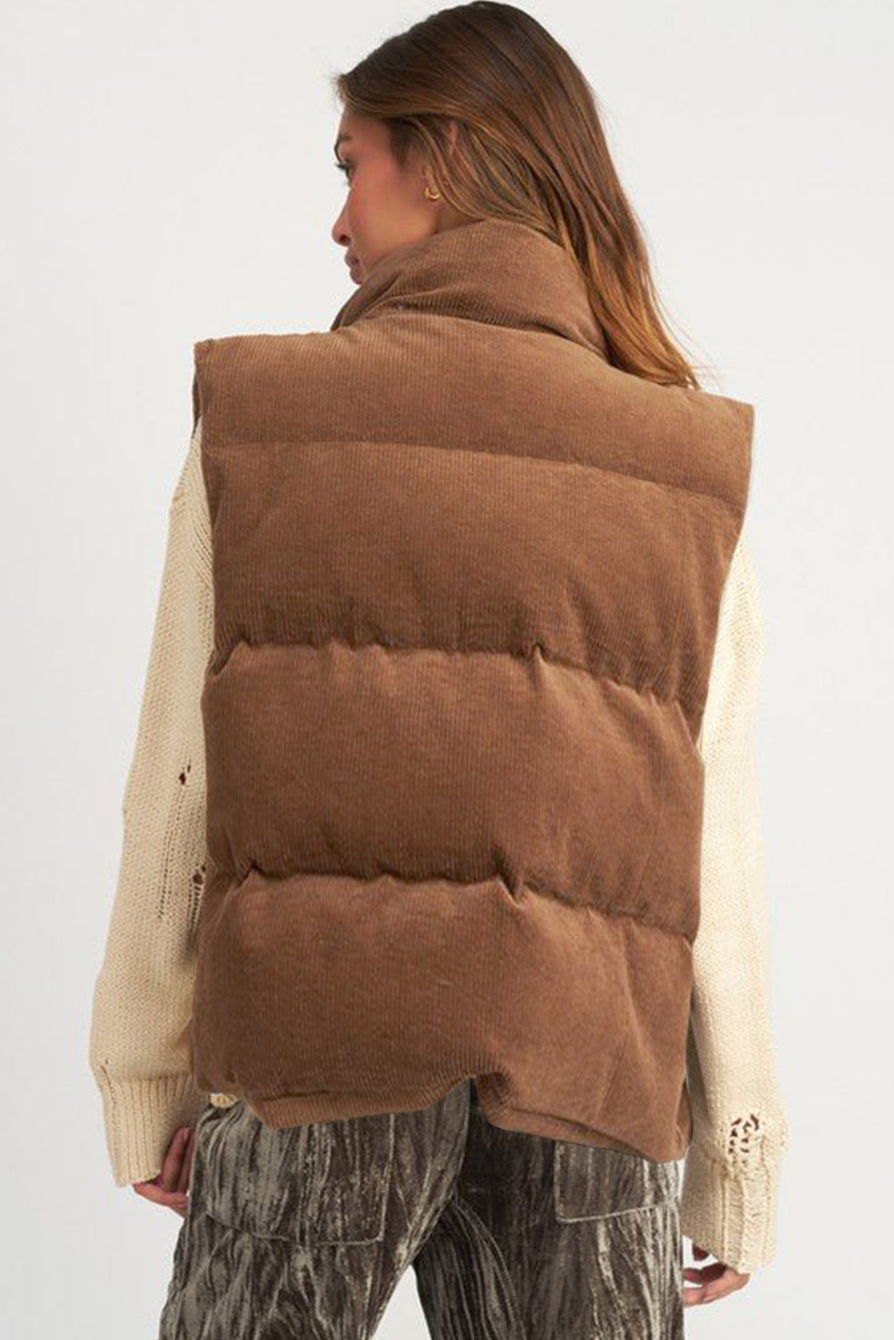 Black, Brown or Jungle Green Rib Puffer Vest