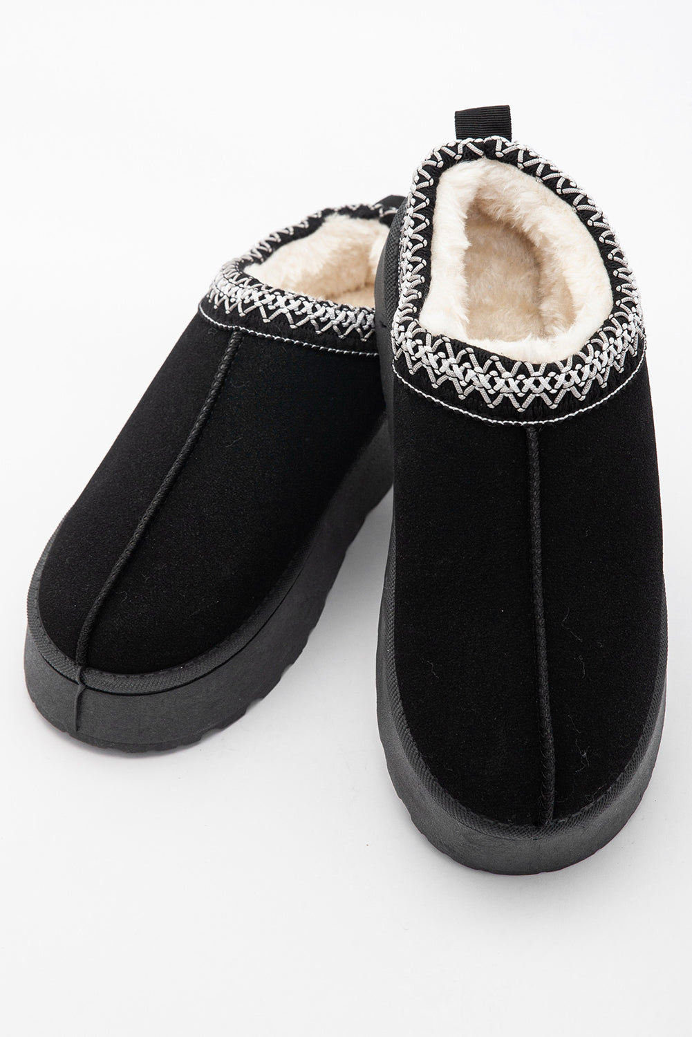 Suede Print Round Toe Slippers