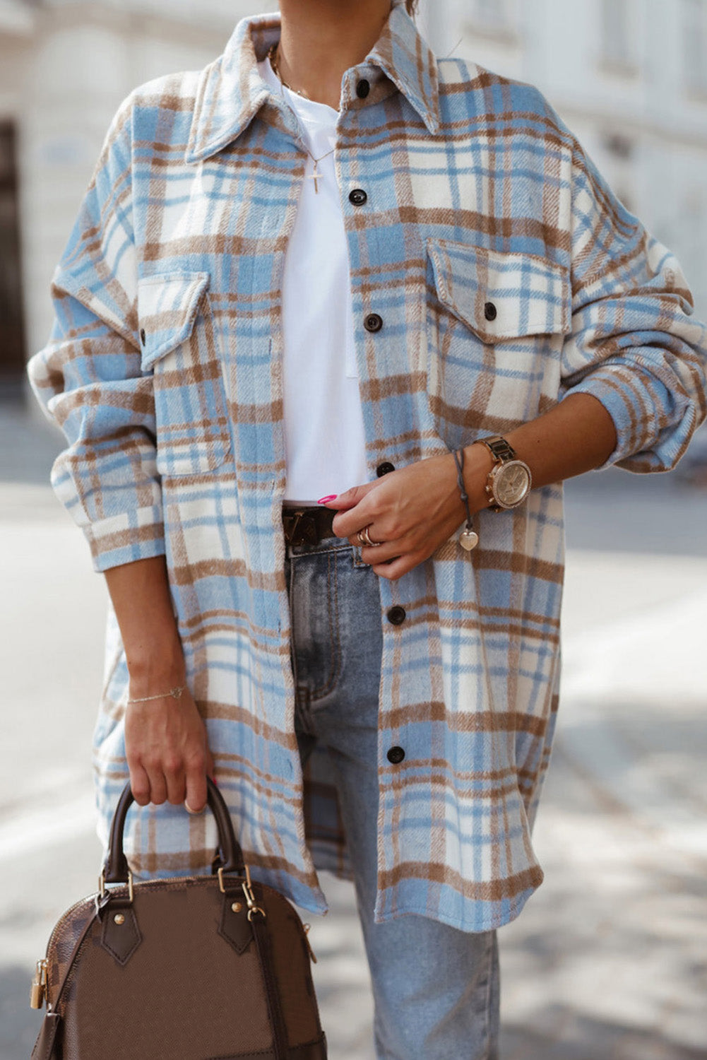 Blue/Yellow Long Sleeve Shacket