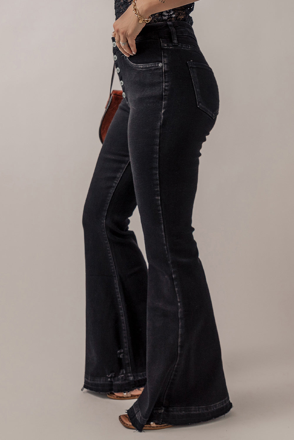 Black High Waist Flare Jeans