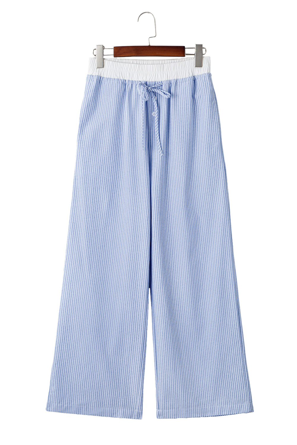 Blue Stripe High Waist Wide Leg Pants