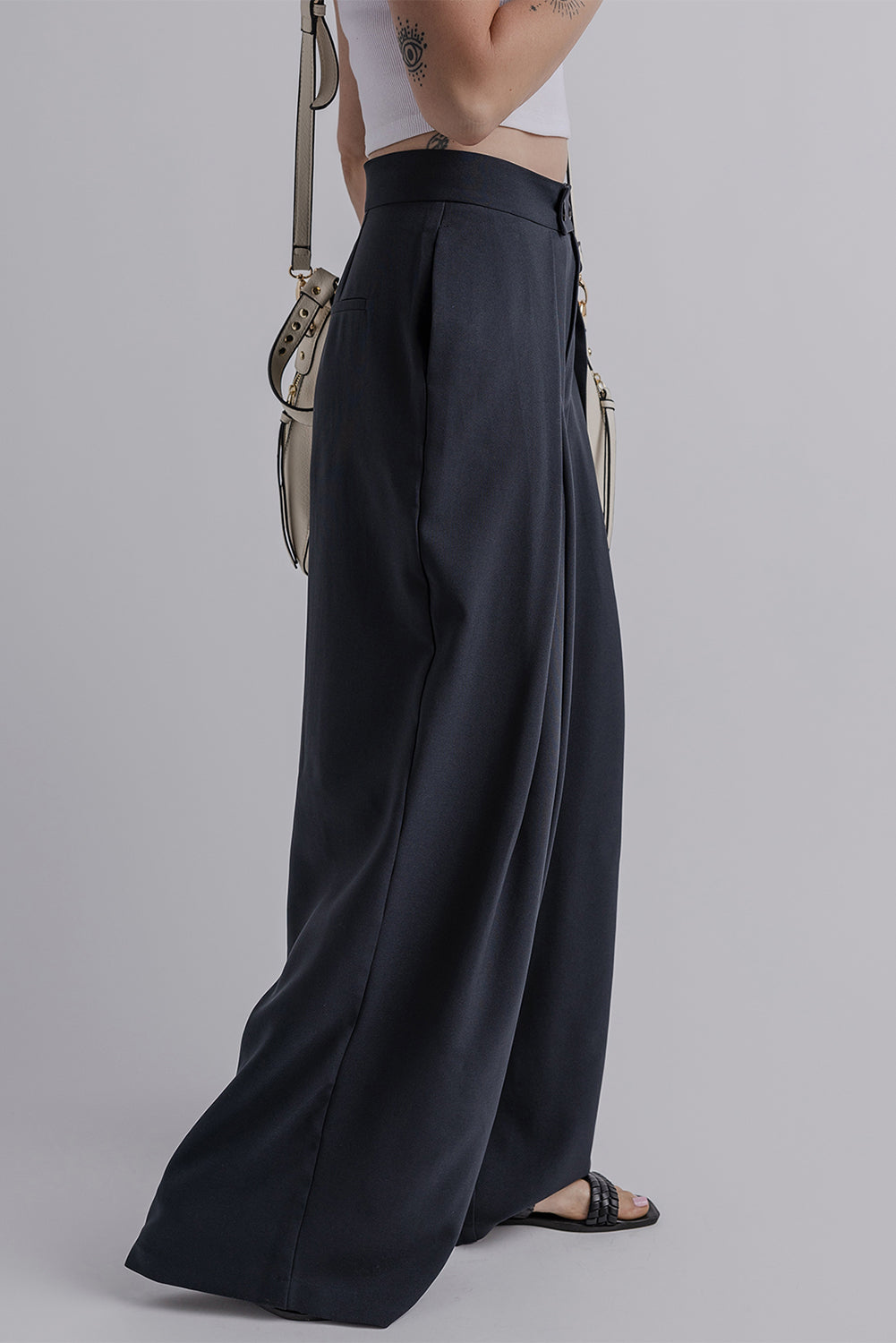 Blue High Waist Wide Leg Pants