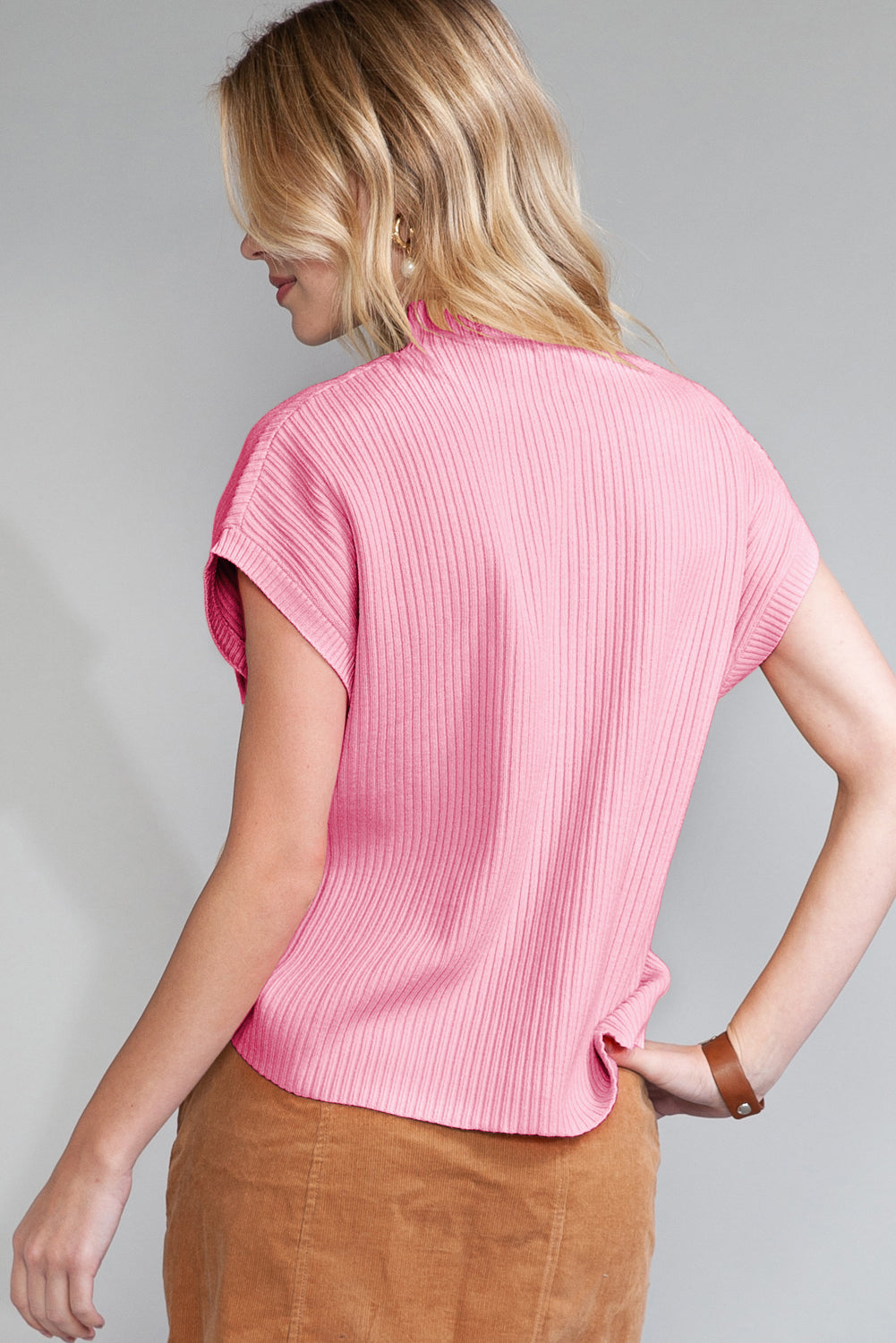 Ribbed Knit Short Sleeve Sweater in diffrent colors