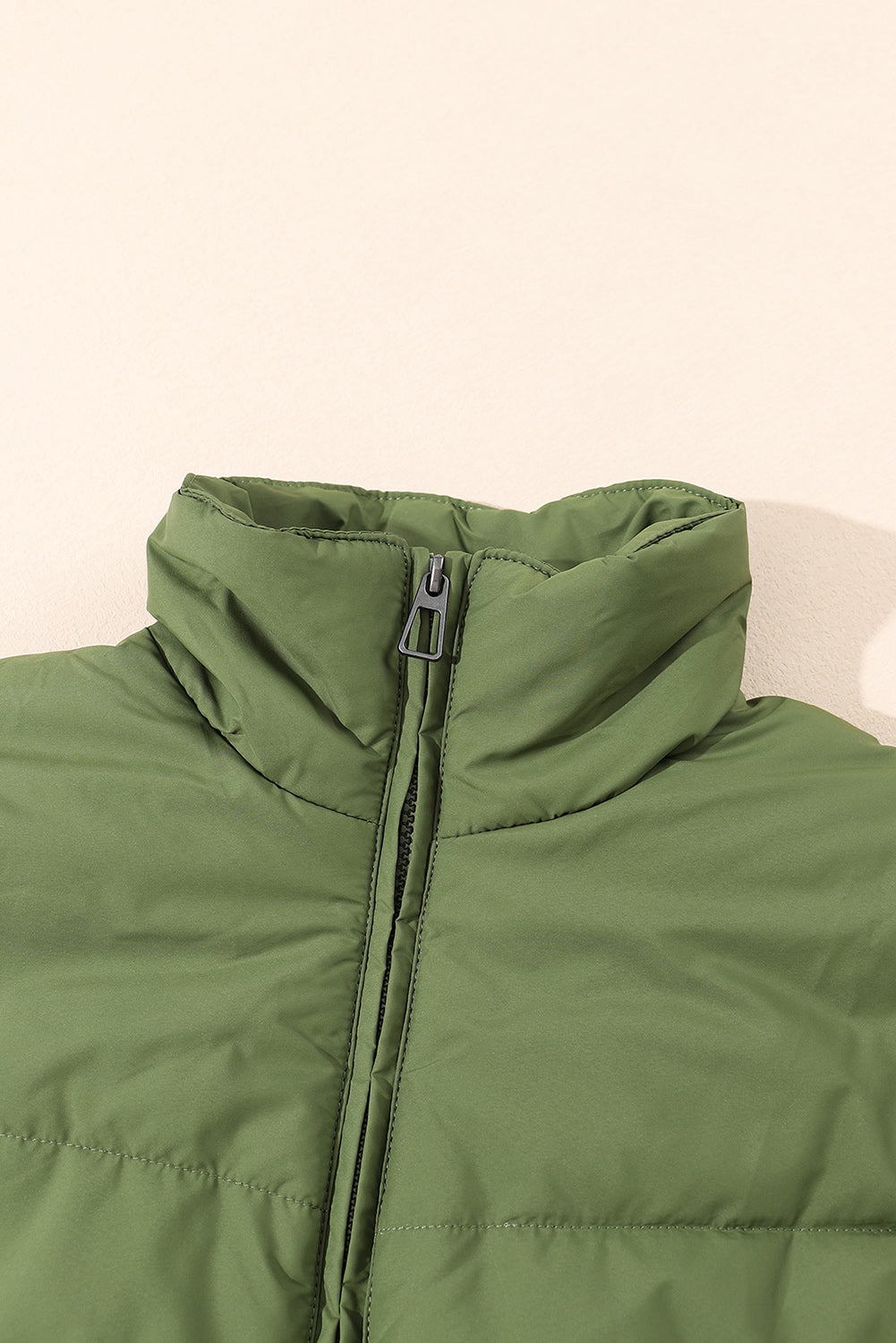 Brown, Black and Green Pocketed Puffer Coat