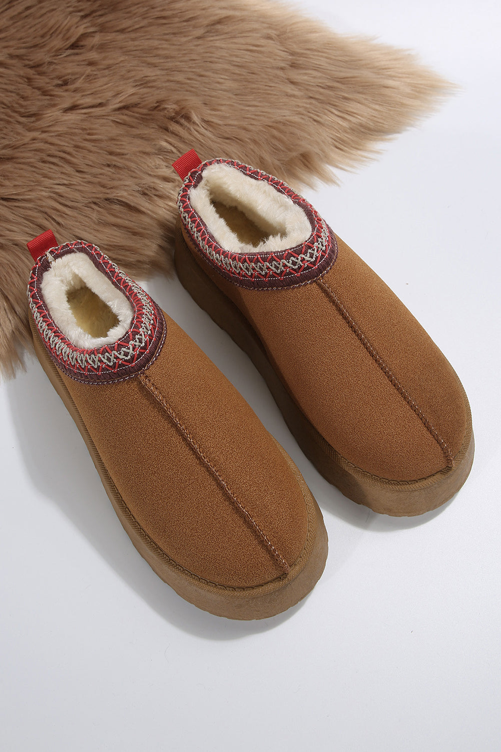 Suede Print Round Toe Slippers