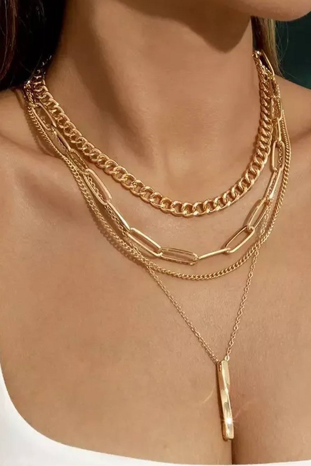 Gold Multi Layered Minimalist Chain Necklace