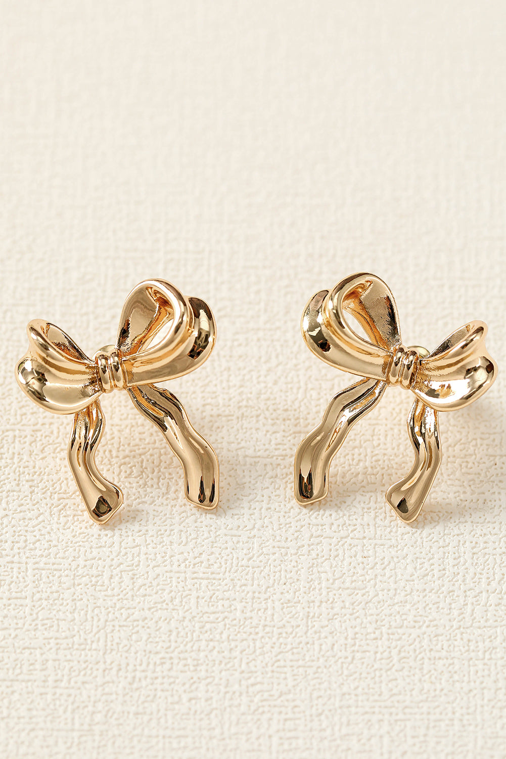 Gold Elegant Bow Shape Stud Earrings