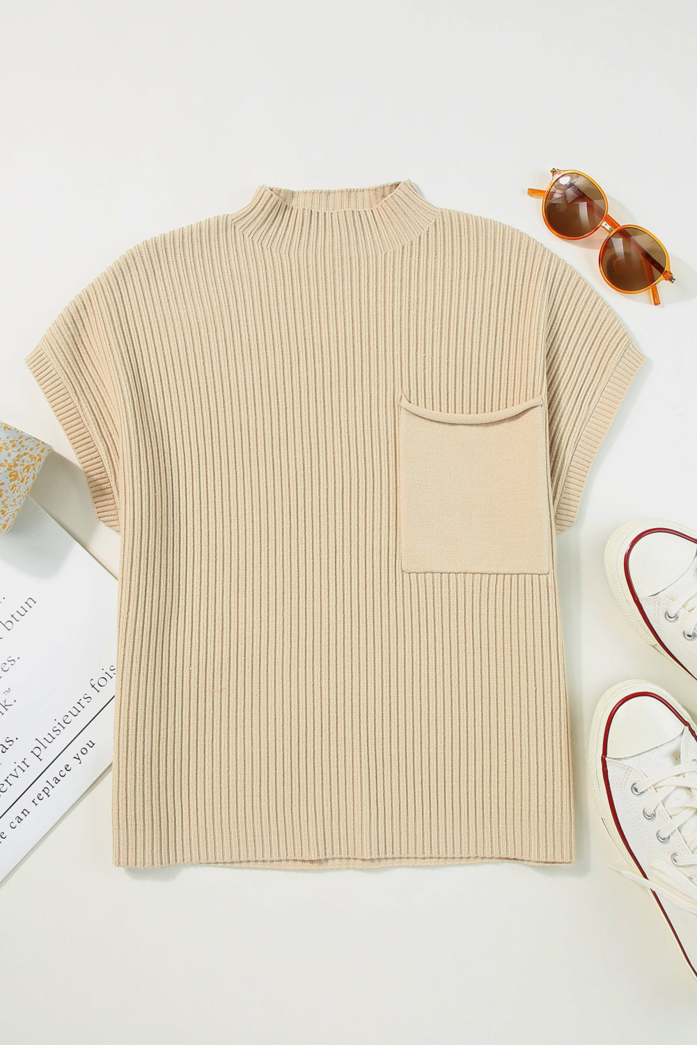 Ribbed Knit Short Sleeve Sweater in diffrent colors