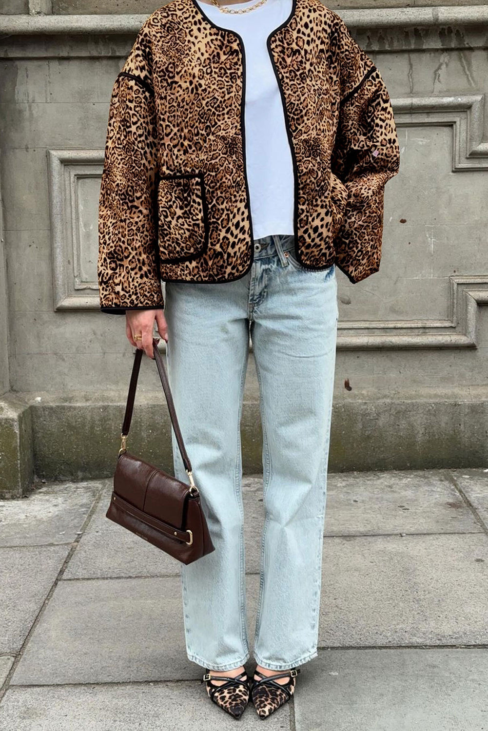 Brown Vintage Leopard Print Coat