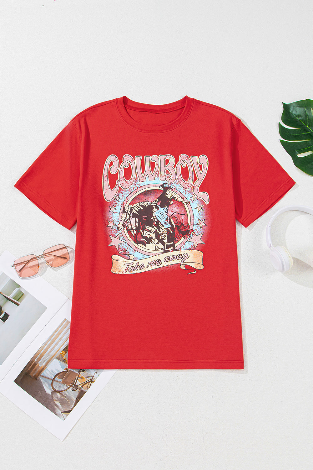 Tomato Red Vintage Graphic Loose Tee