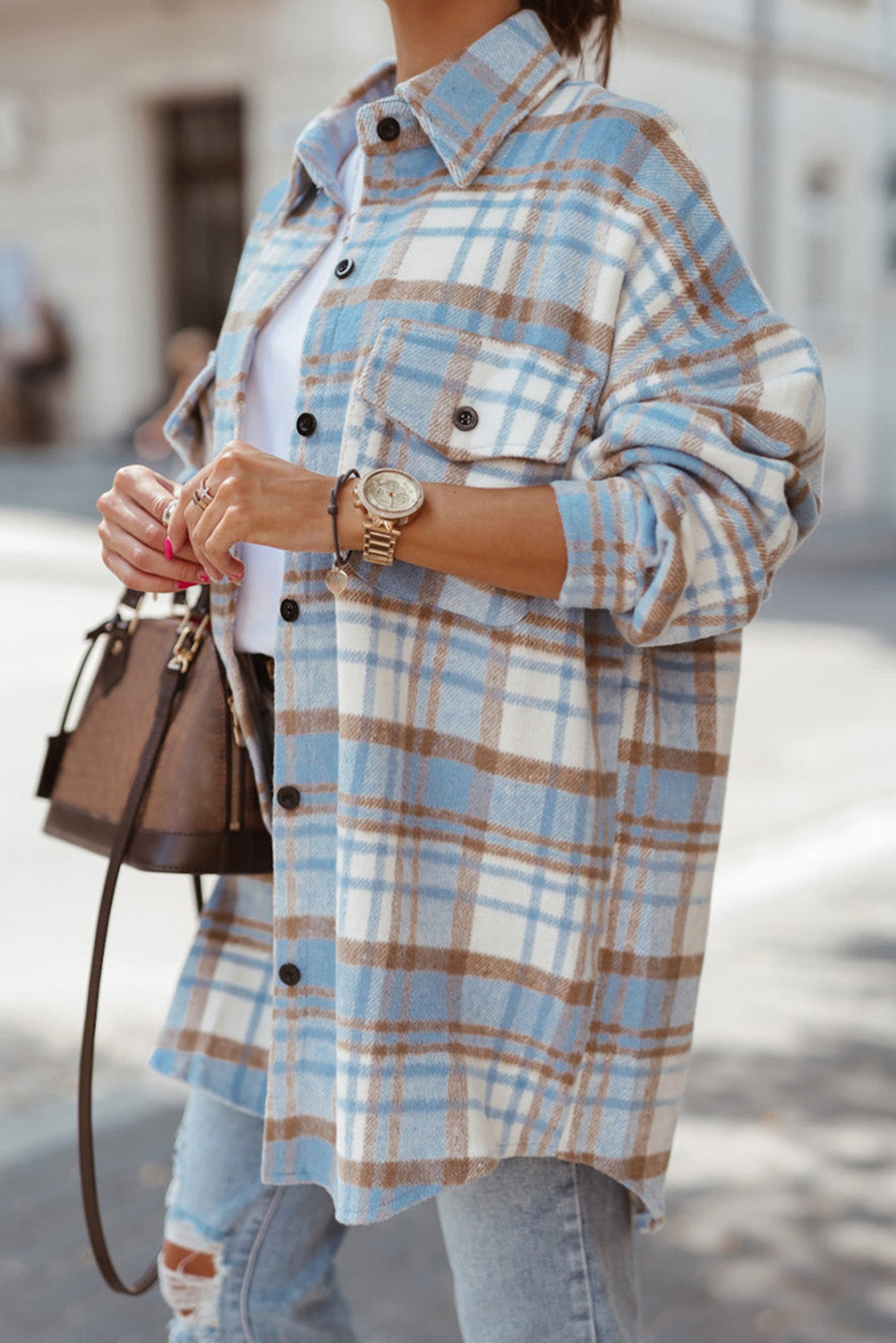 Blue/Yellow Long Sleeve Shacket