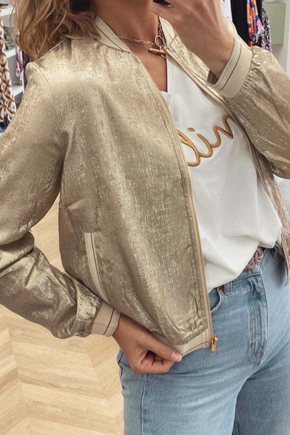 Pale Khaki Metallic Jacket