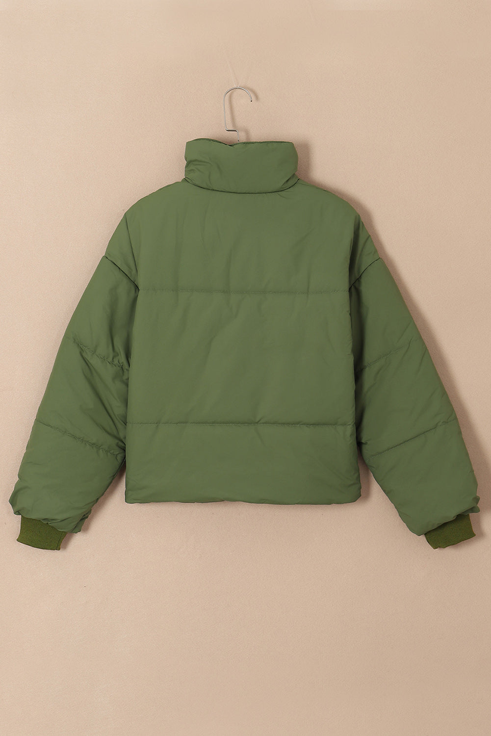 Brown, Black and Green Pocketed Puffer Coat