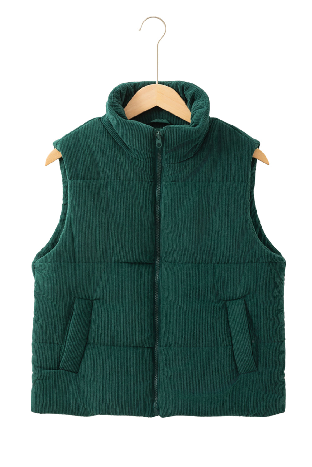 Black, Brown or Jungle Green Rib Puffer Vest