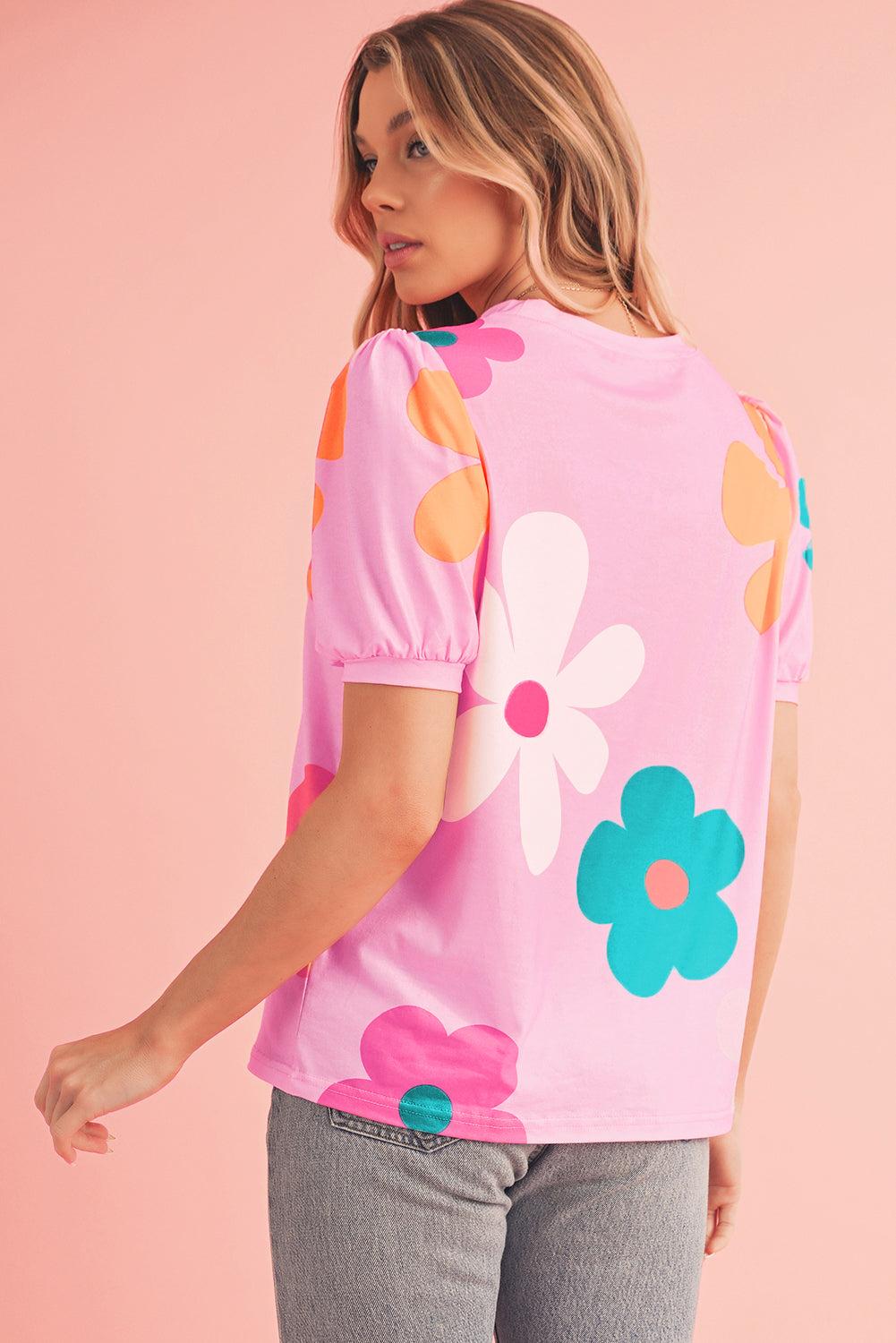 Colorful Flower Print Tee in different colors