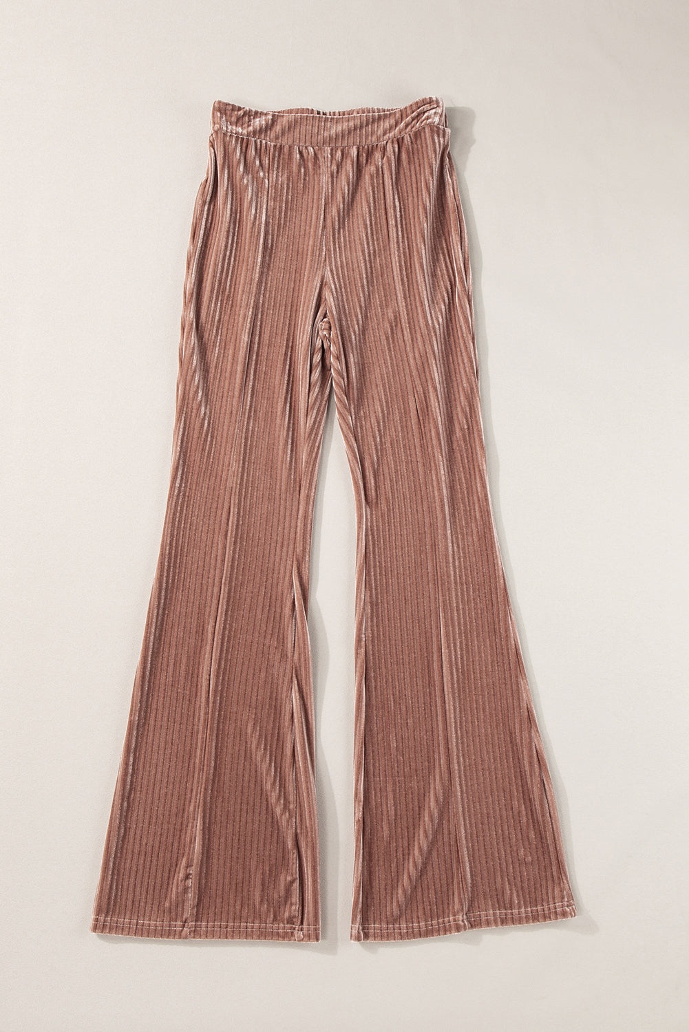 Brown, Pink and Black High Waist Corduroy Flare Pants