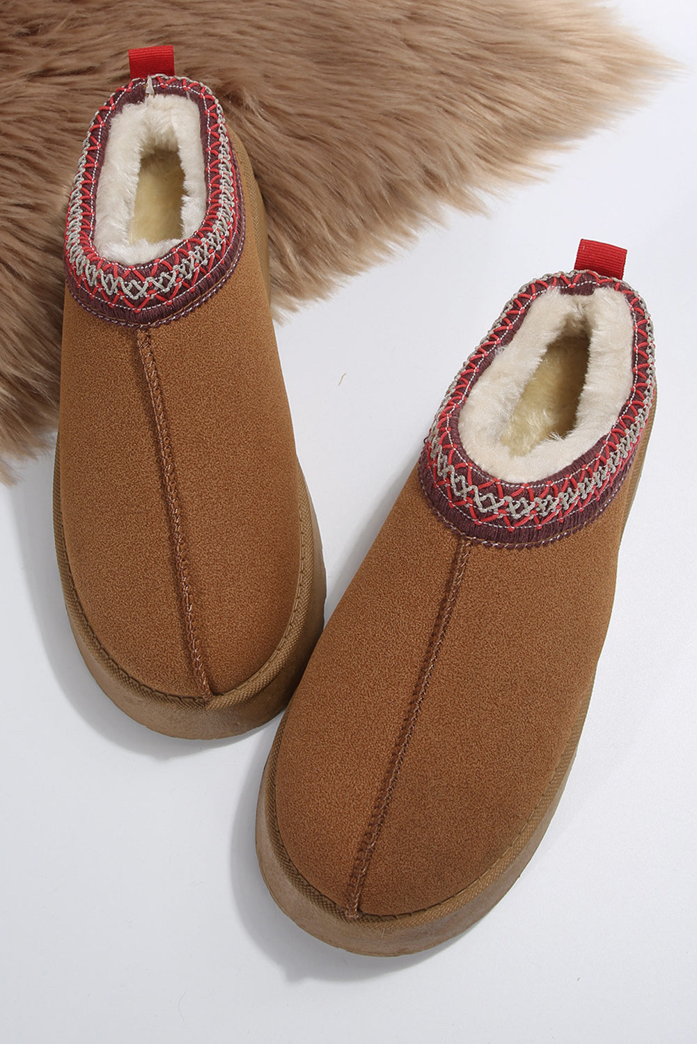 Suede Print Round Toe Slippers